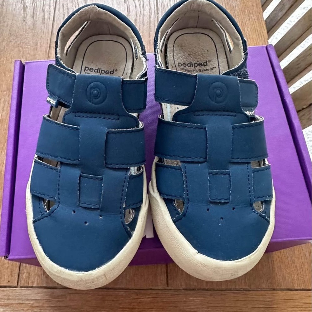 Pediped Blue Sandals with Velcro Straps and Rubber Sole